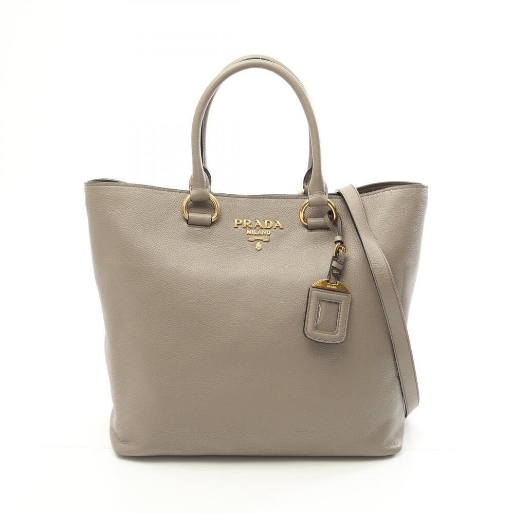 Prada SOFT CALF Tote Bag Leather Beige